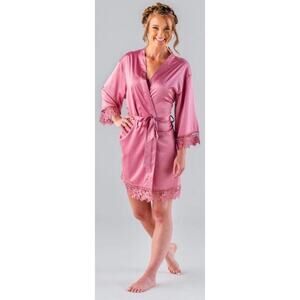 Kennedy Blue Pink satin/lace bridal robe OS